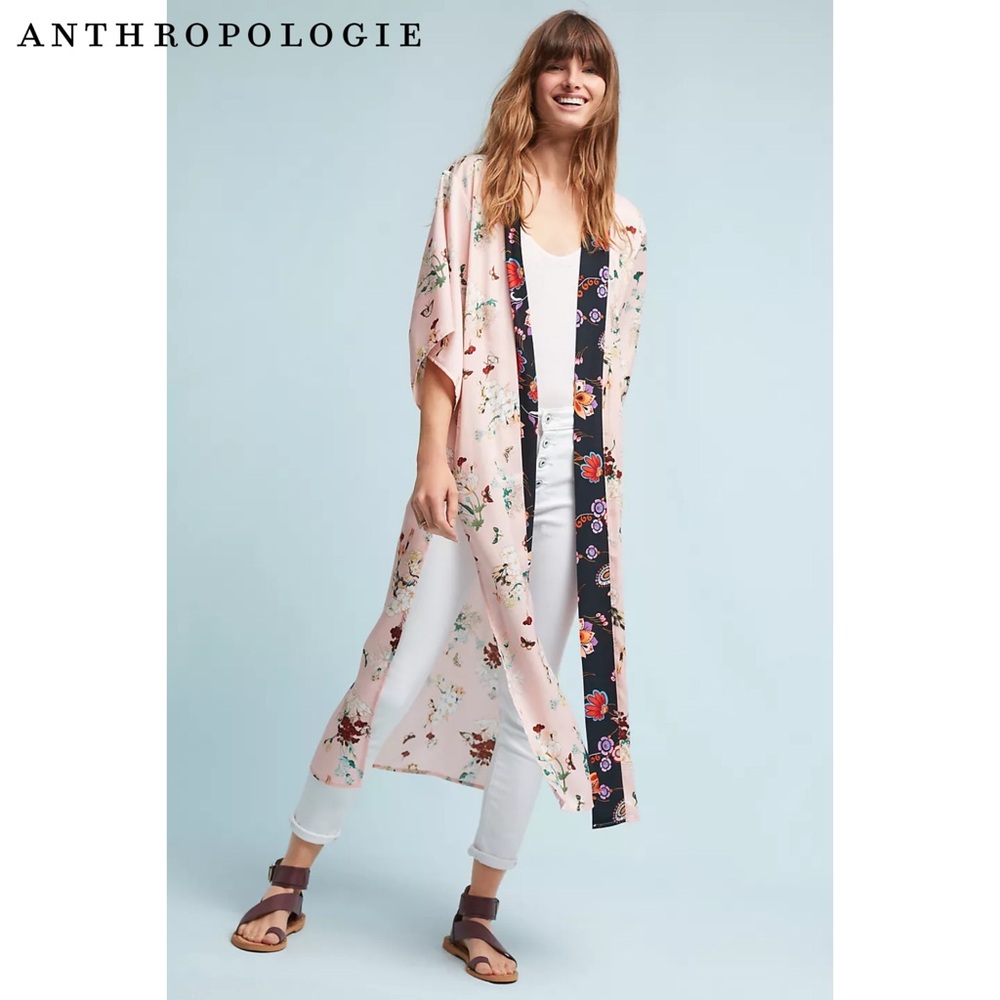 Anthropologie Floreat Azalea Robe Kimono